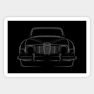 Saab 96 - front stencil, white Magnet